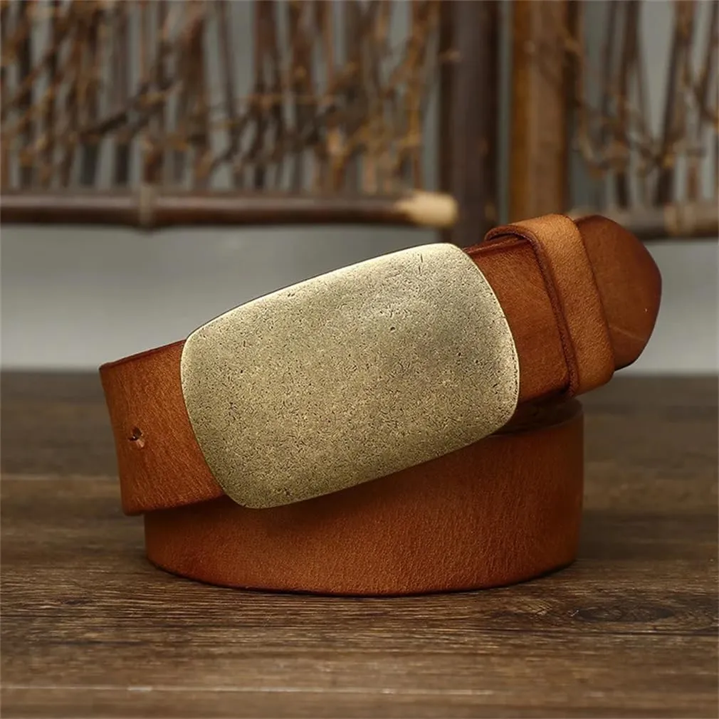 3.8CM Cowhide Genuine Leather Belts For Men Strap Male Buckle Belts Vintage Jeans Belts