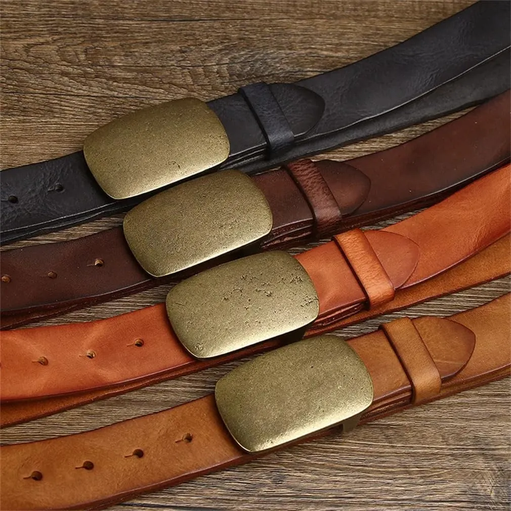 3.8CM Cowhide Genuine Leather Belts For Men Strap Male Buckle Belts Vintage Jeans Belts