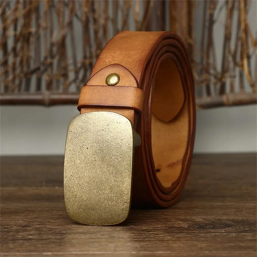3.8CM Cowhide Genuine Leather Belts For Men Strap Male Buckle Belts Vintage Jeans Belts
