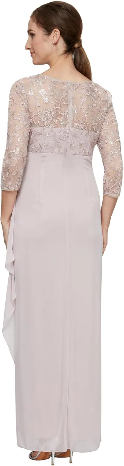 Alex Evenings Women's Long Lace Top Empire Waist Dress
