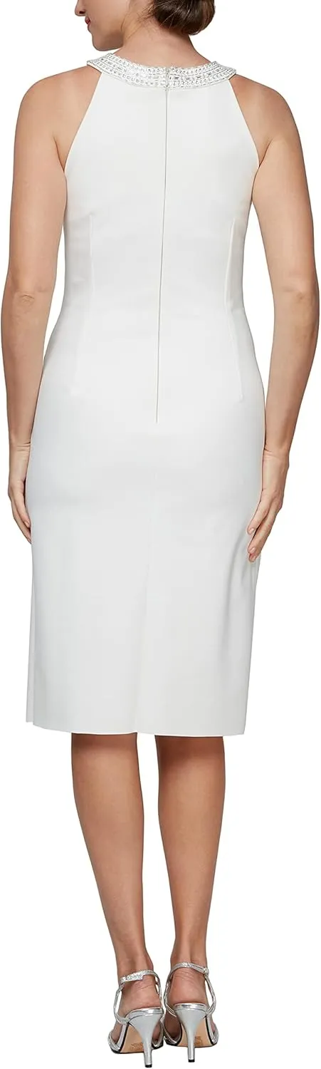 Alex Evenings Women's Short Sheath Slimming Stretch Halter Neck Dress