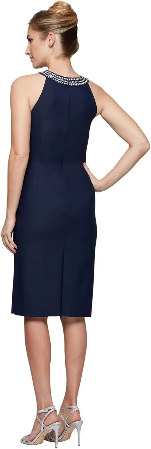 Alex Evenings Women's Short Sheath Slimming Stretch Halter Neck Dress