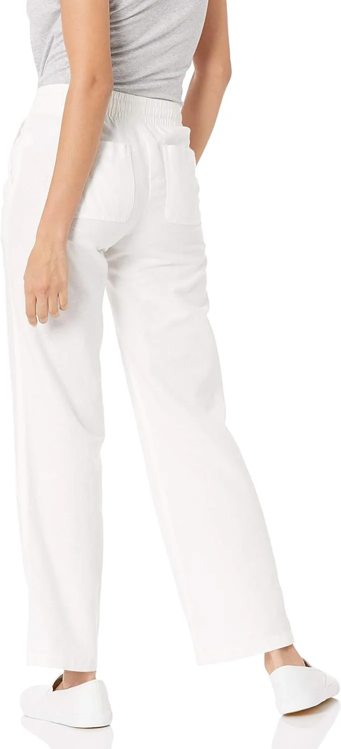 Amazon Essentials Women's Linen Blend Drawstring Relaxed Fit Wide Leg Pant (Available in Plus Size)