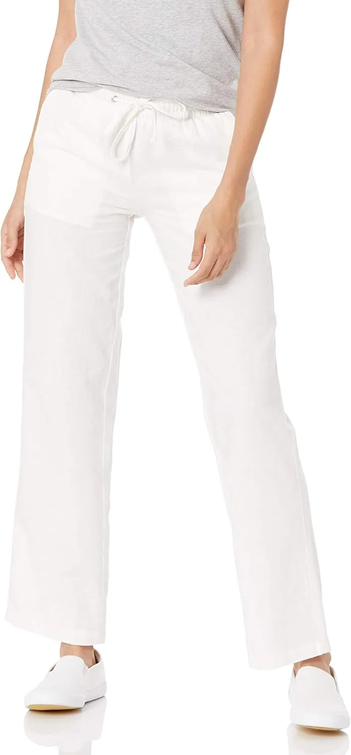 Amazon Essentials Women's Linen Blend Drawstring Relaxed Fit Wide Leg Pant (Available in Plus Size)