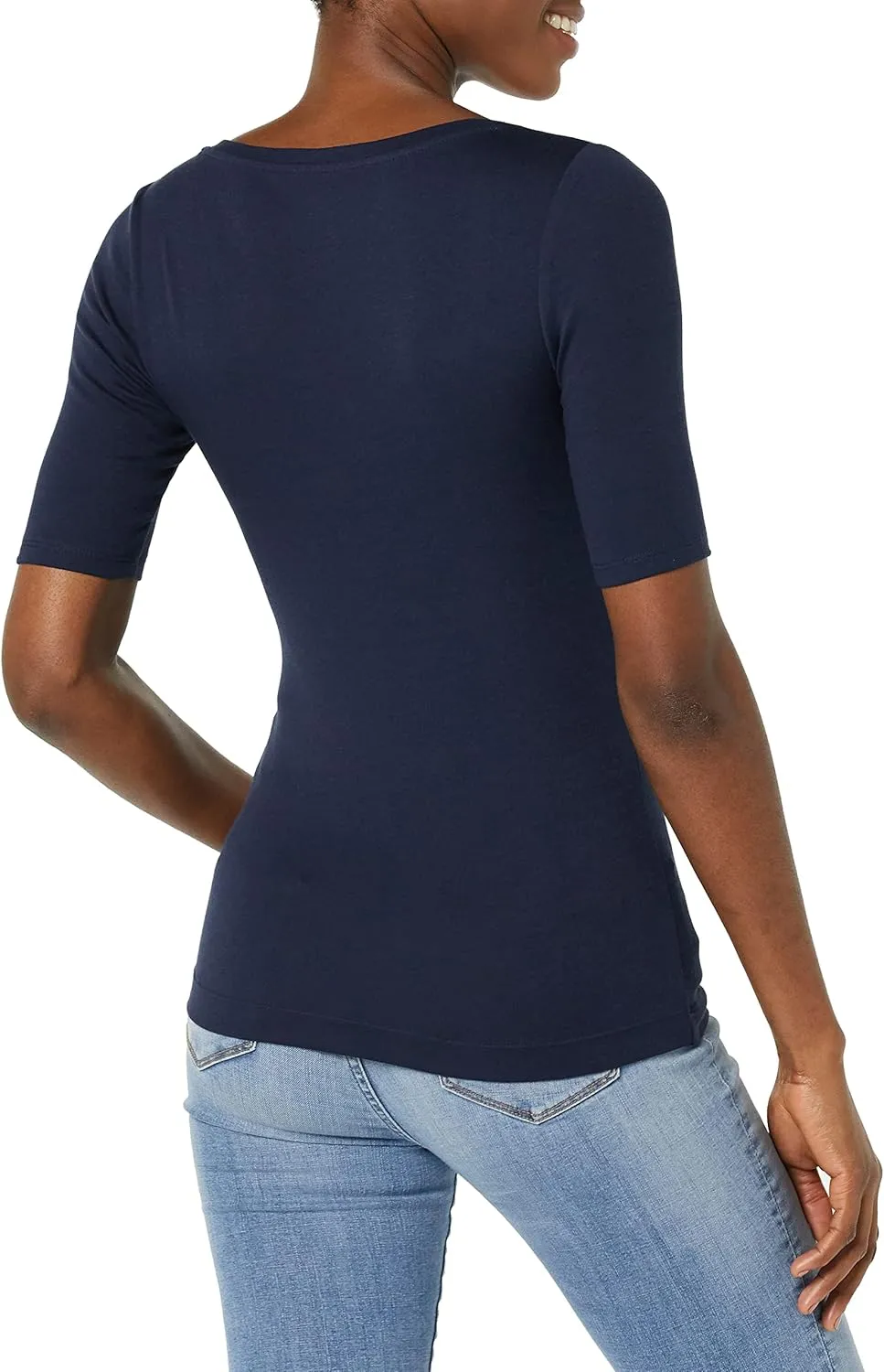 Amazon Essentials Women's Slim-Fit Half Sleeve Square Neck T-Shirt