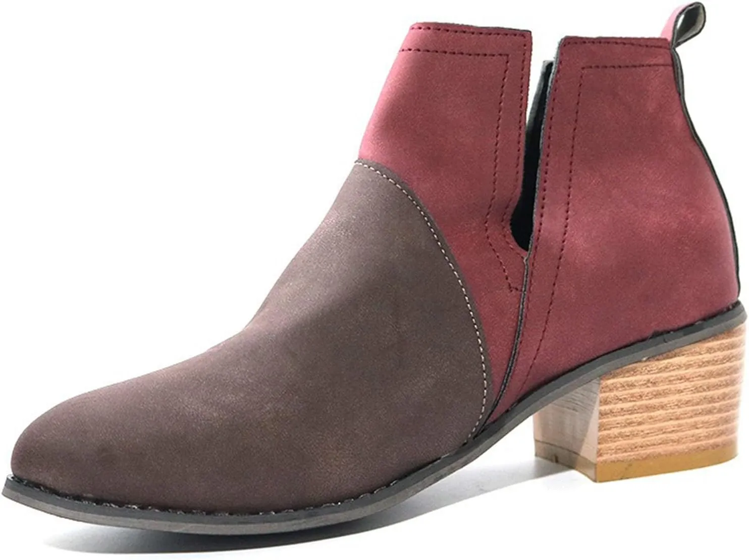 Ankle Boots for Women with Heel Womens Western Boots Fashion Pointed Toe Chunky Heel Patchwork Color Womens Boots