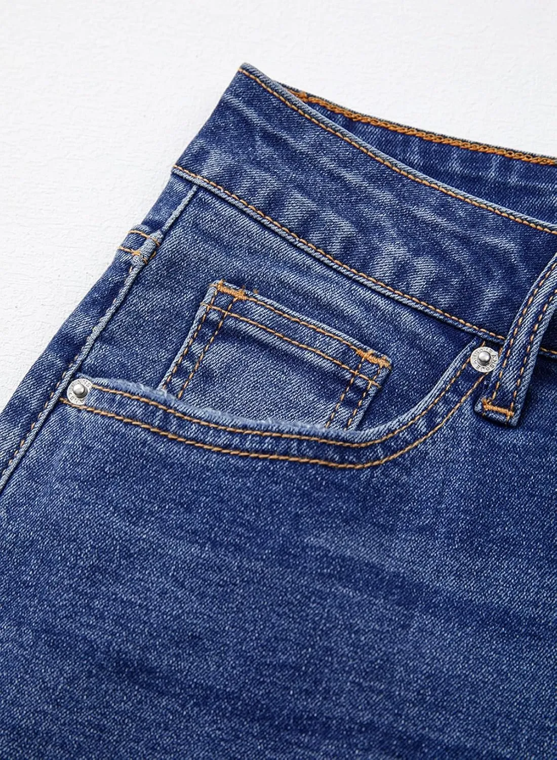 Astylish Womens High Waisted Straight Leg Ankle Jeans Casual Stretch Denim Pants