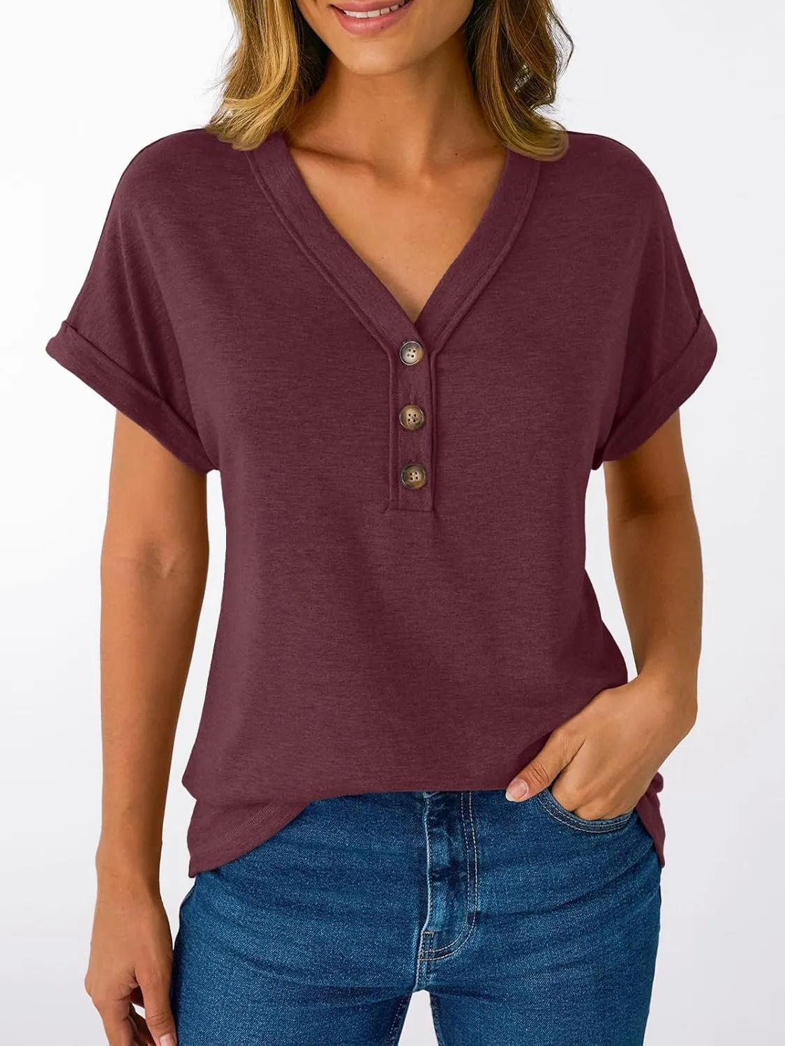 AUTOMET Short Sleeve V Neck T Shirts Womens Cap Sleeve Summer Casual Dressy Tops