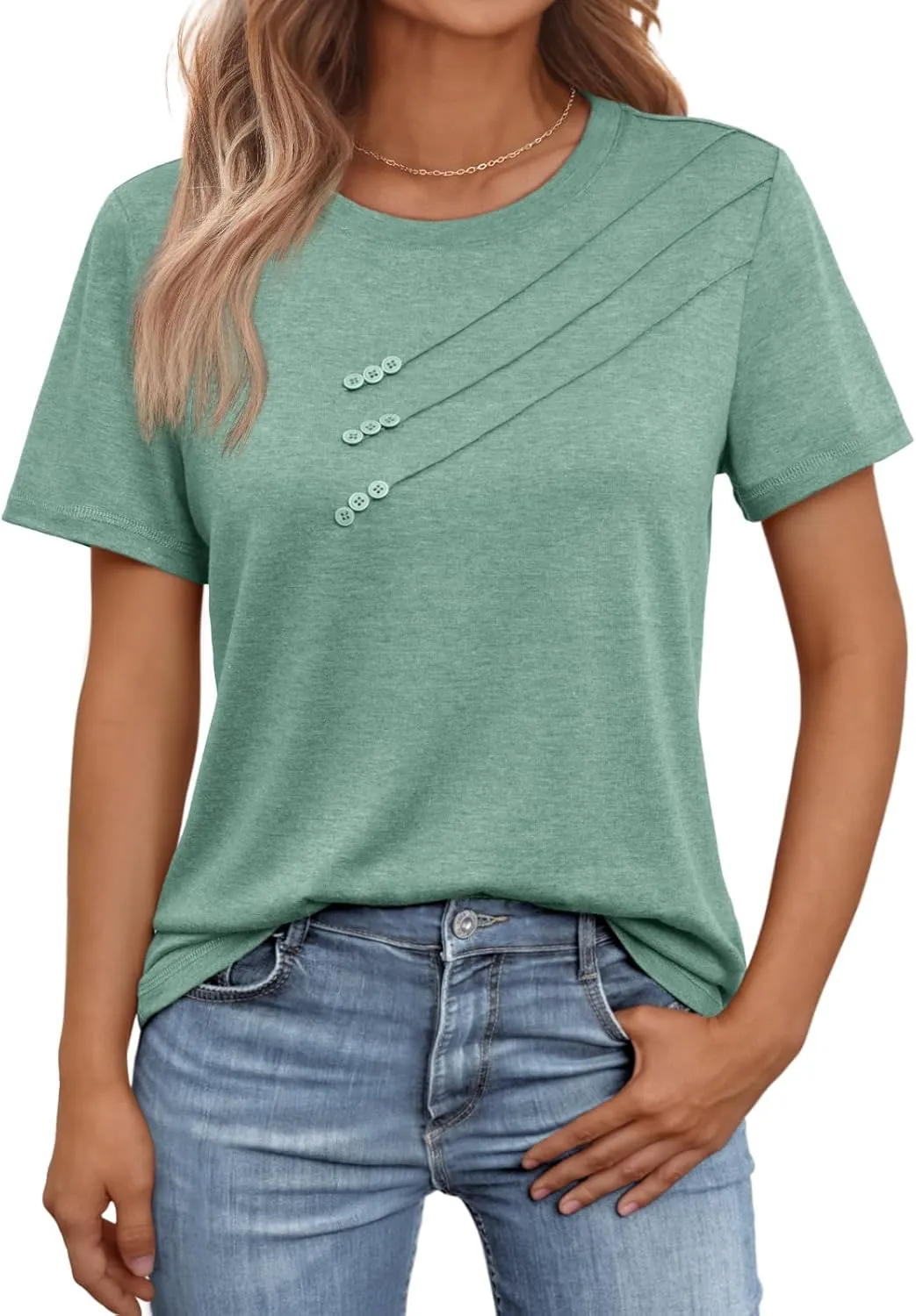 AUTOMET Womens Tshirts Short Sleeve Casual Summer Dressy T Shirts Crewneck Business Workout Basic Blouses Tops