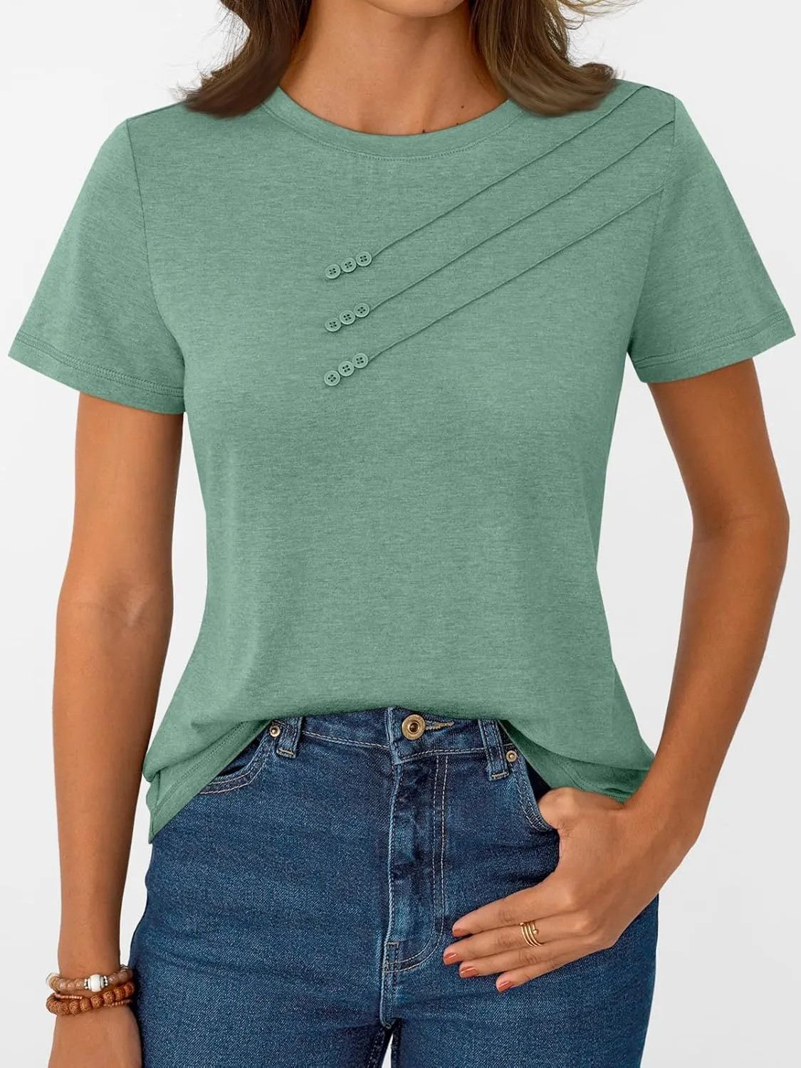 AUTOMET Womens Tshirts Short Sleeve Casual Summer Dressy T Shirts Crewneck Business Workout Basic Blouses Tops