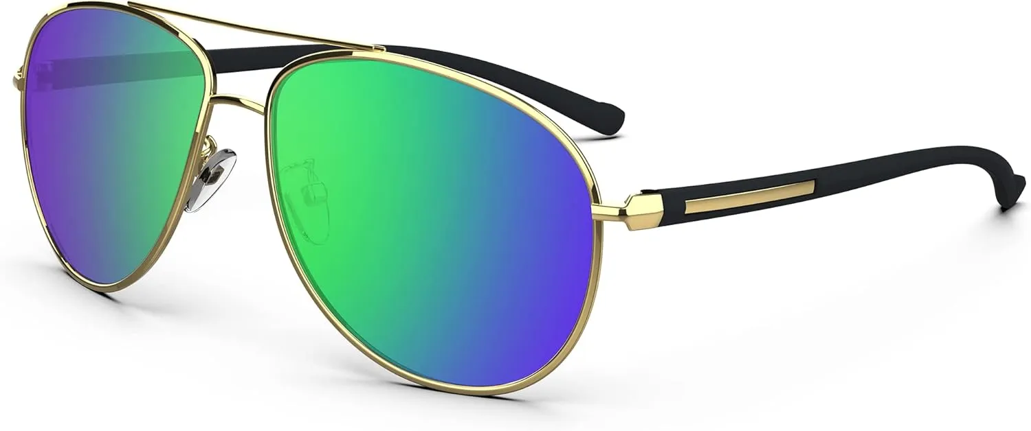 Aviator Sunglasses Classic Sunglasses Men Aviators Style, Polarized Sunglasses with Mirrored Lens