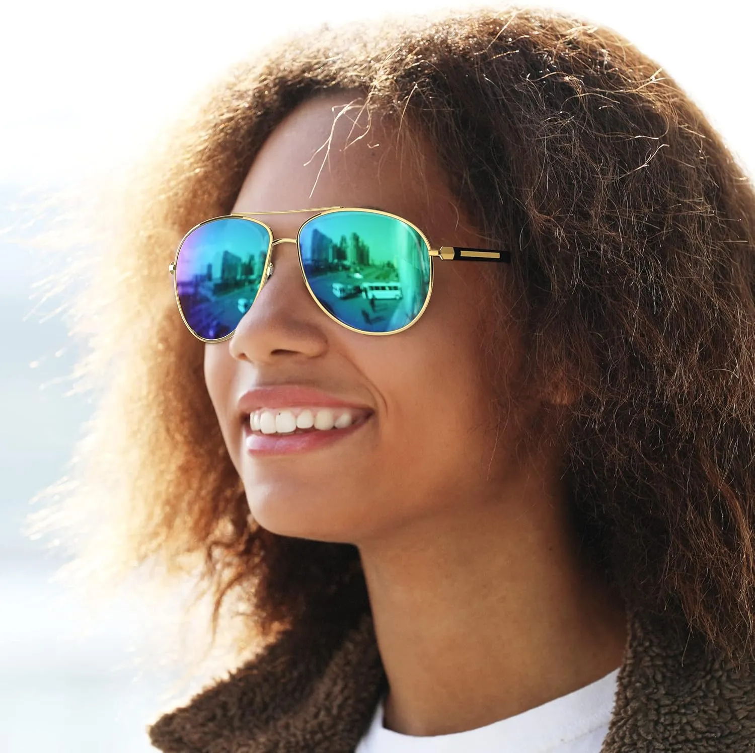 Aviator Sunglasses Classic Sunglasses Men Aviators Style, Polarized Sunglasses with Mirrored Lens