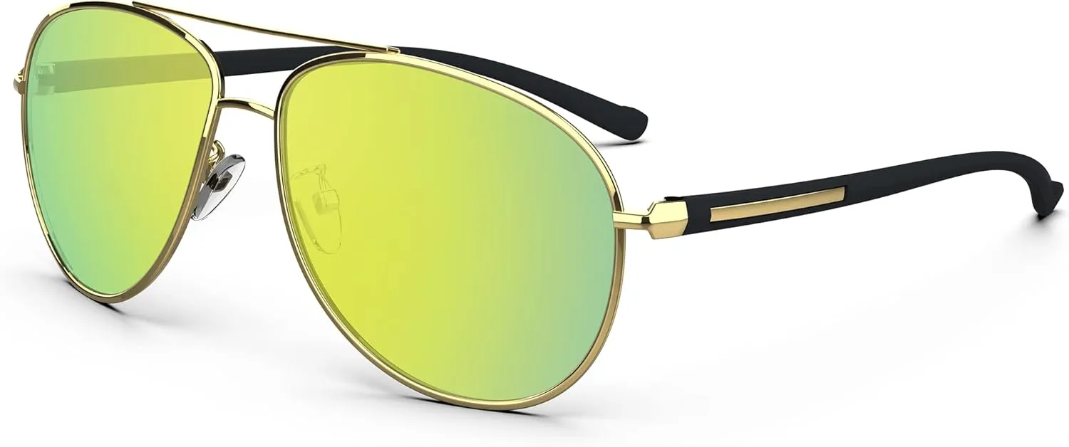 Aviator Sunglasses Classic Sunglasses Men Aviators Style, Polarized Sunglasses with Mirrored Lens