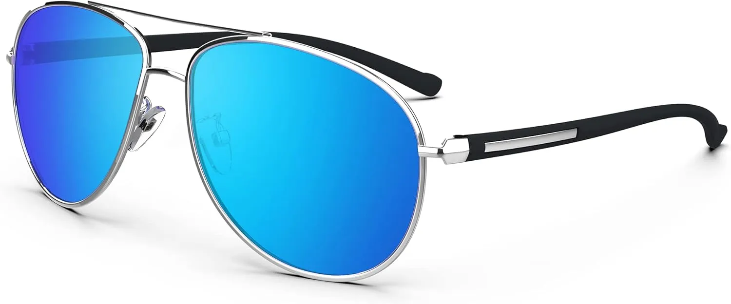 Aviator Sunglasses Classic Sunglasses Men Aviators Style, Polarized Sunglasses with Mirrored Lens