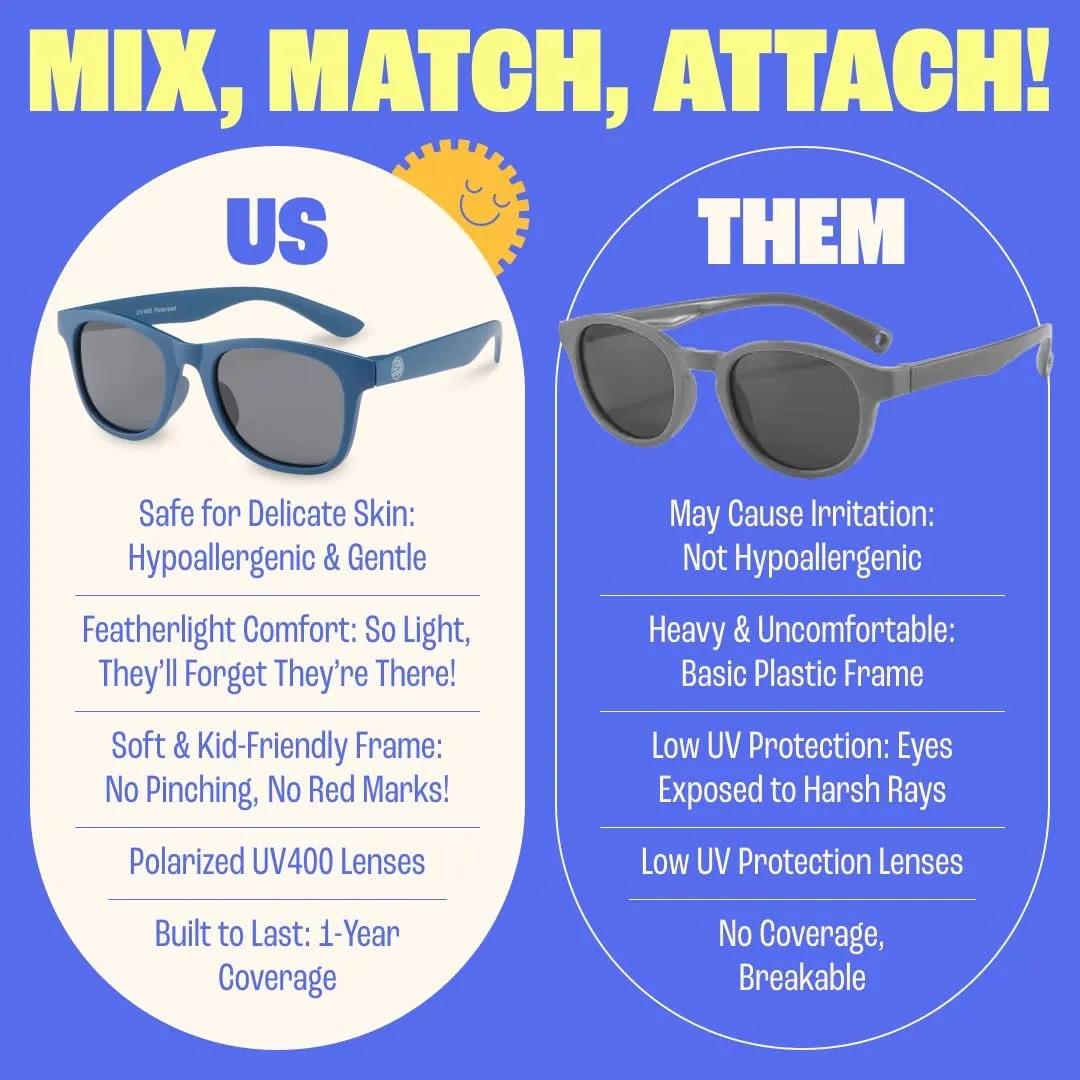 BABY SUNNIES Polarized Toddler Sunglasses Boys & Girls - Unbreakable, For Kids - UV Protection