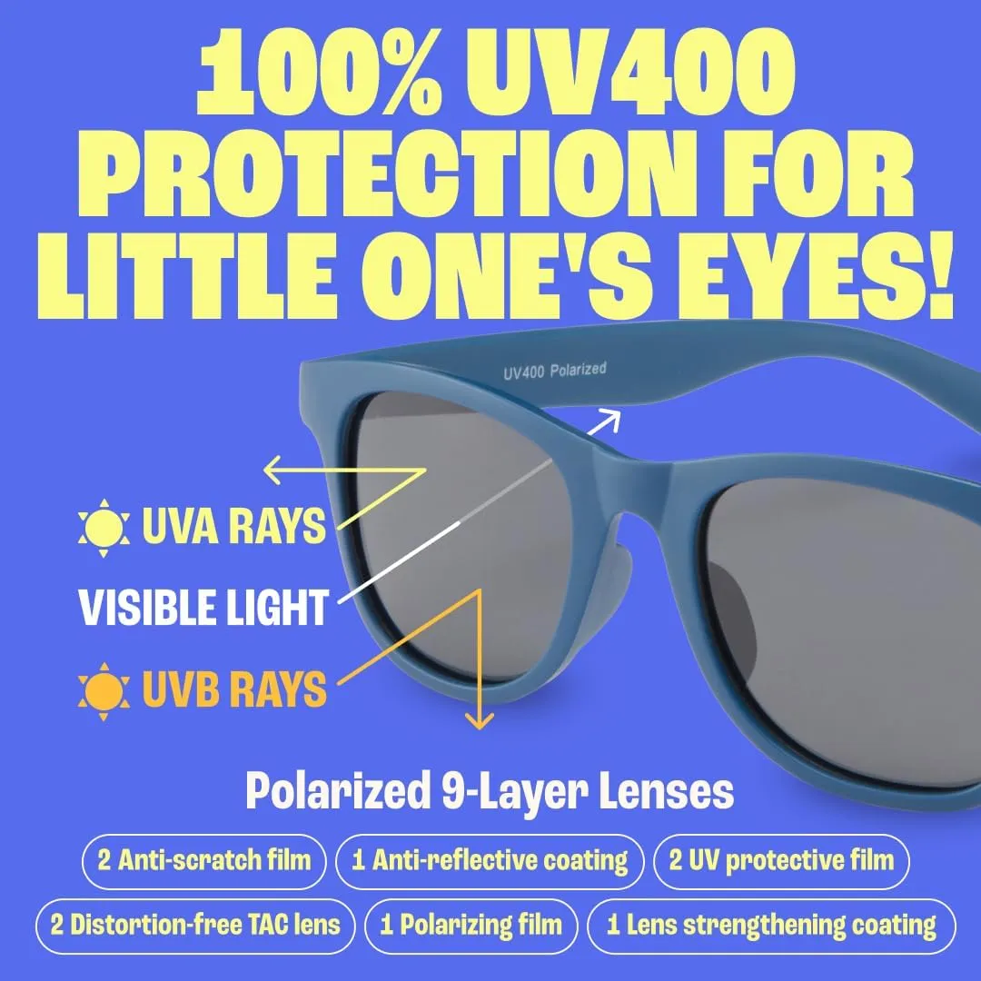 BABY SUNNIES Polarized Toddler Sunglasses Boys & Girls - Unbreakable, For Kids - UV Protection