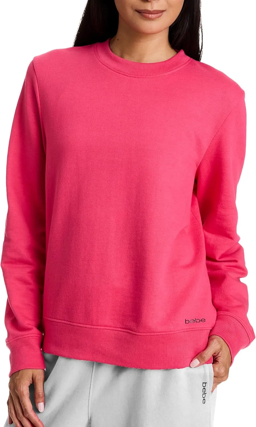 bebe French Terry Sweatshirt for Women, Crewneck Sweatshirts for Women, Sweatshirt Loungewear