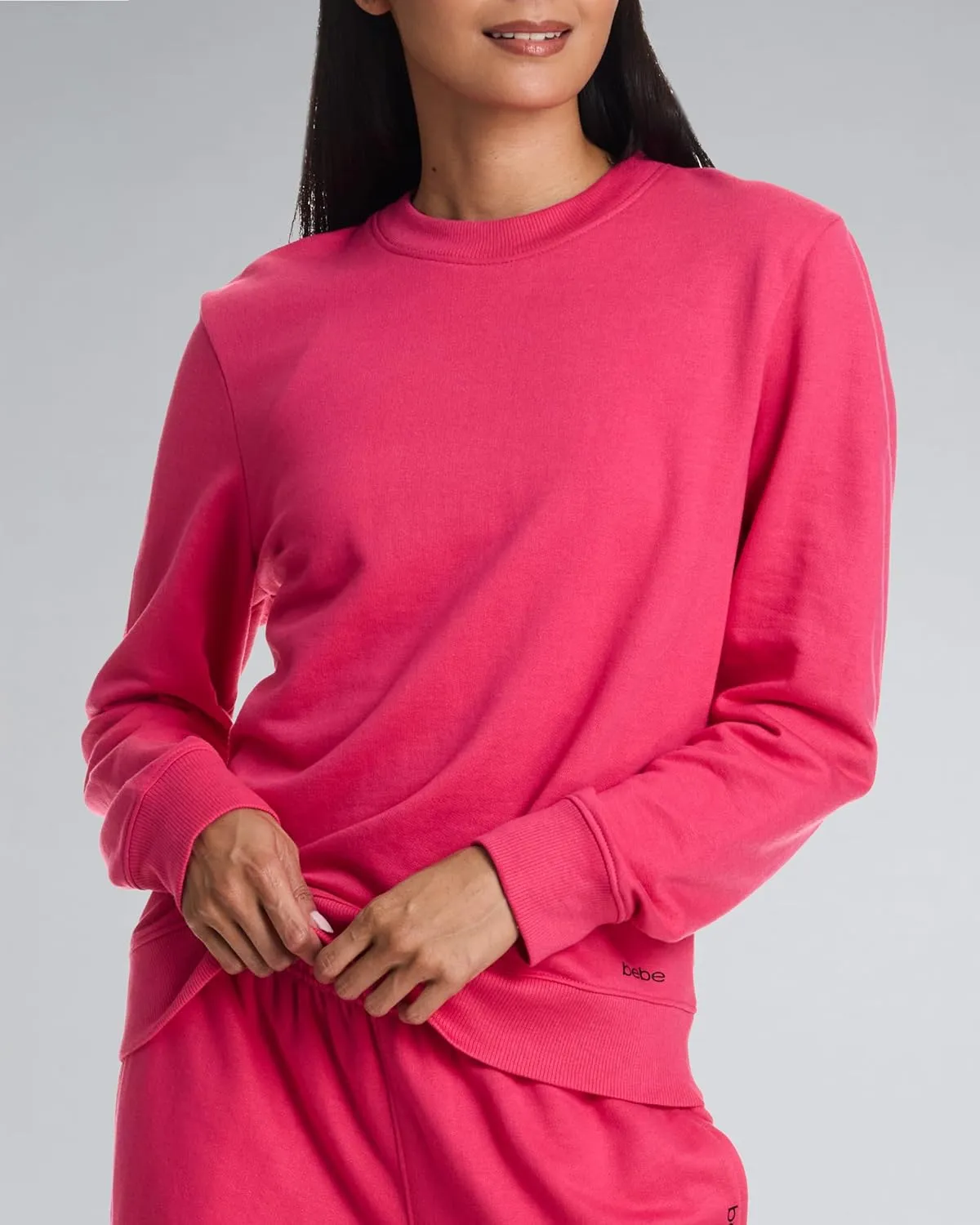 bebe French Terry Sweatshirt for Women, Crewneck Sweatshirts for Women, Sweatshirt Loungewear