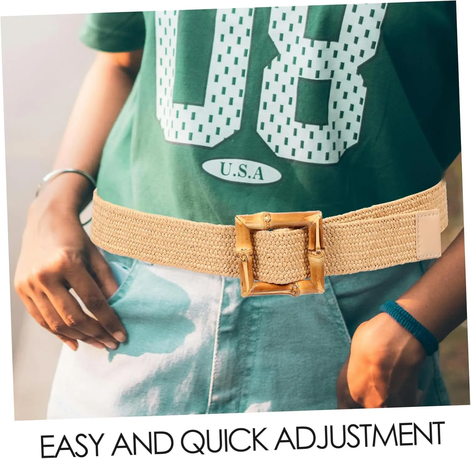 Braided Buckle Belt Boho Belts Straw Belts for Women Belts for Women Dresses Wide Brown Belt Belts for