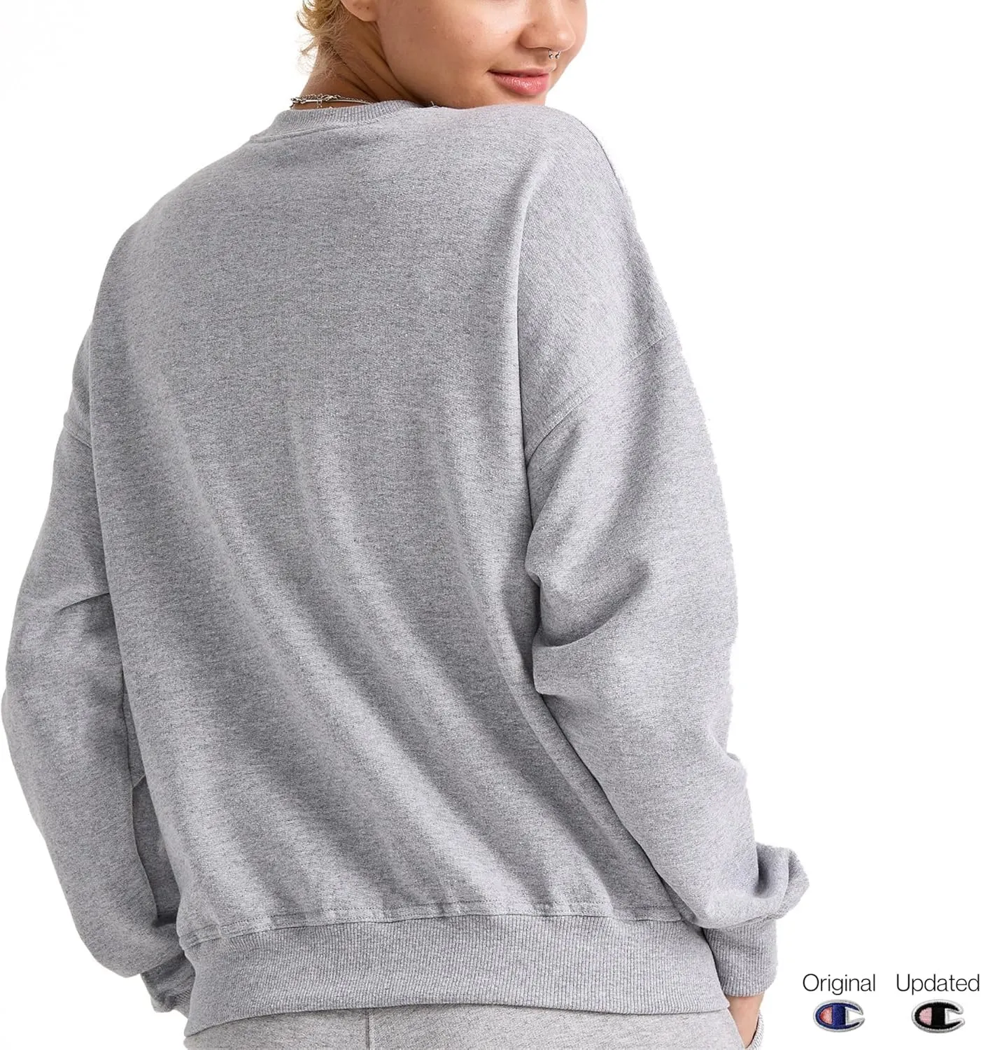 Champion Women's Sweatshirt, Powerblend, Crewneck for Women, Script (Plus Size Available)