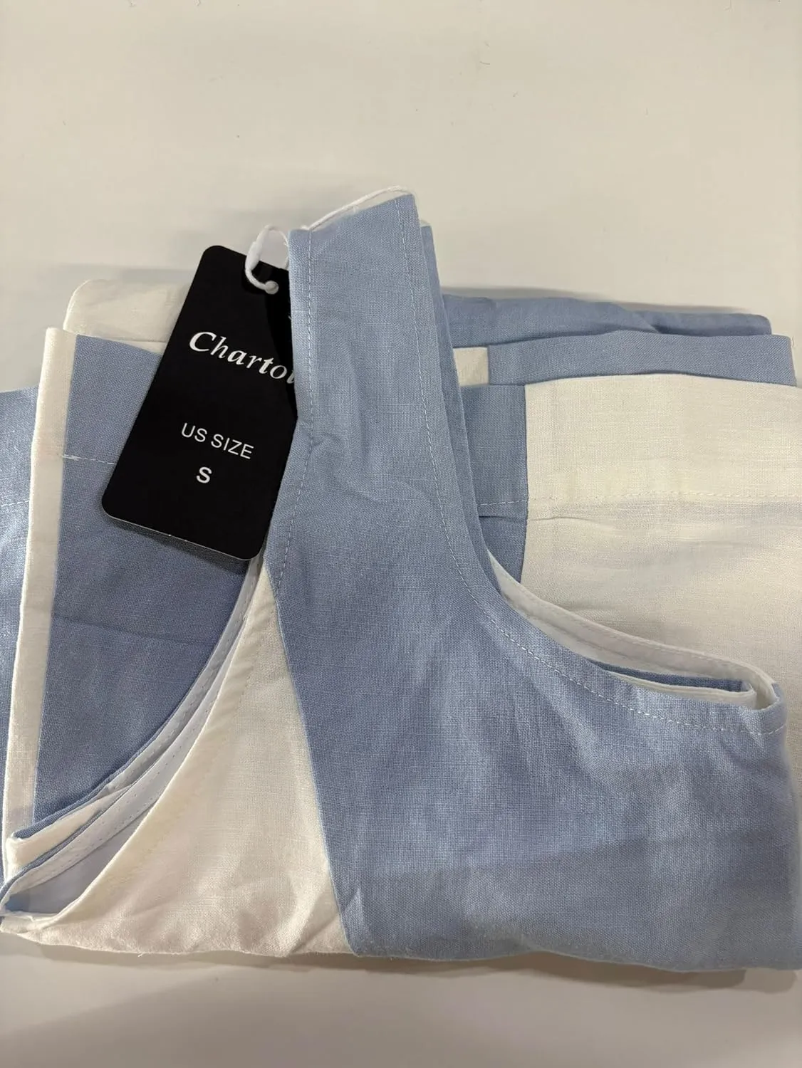 CHARTOU Women Summer Sleeveless Linen Dress Contrast Color Maxi Long Beach Vacation Tank Dress