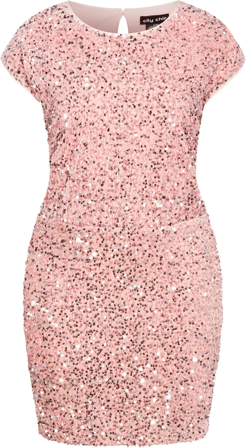 City Chic Women's Plus Size Sequin Party Dress