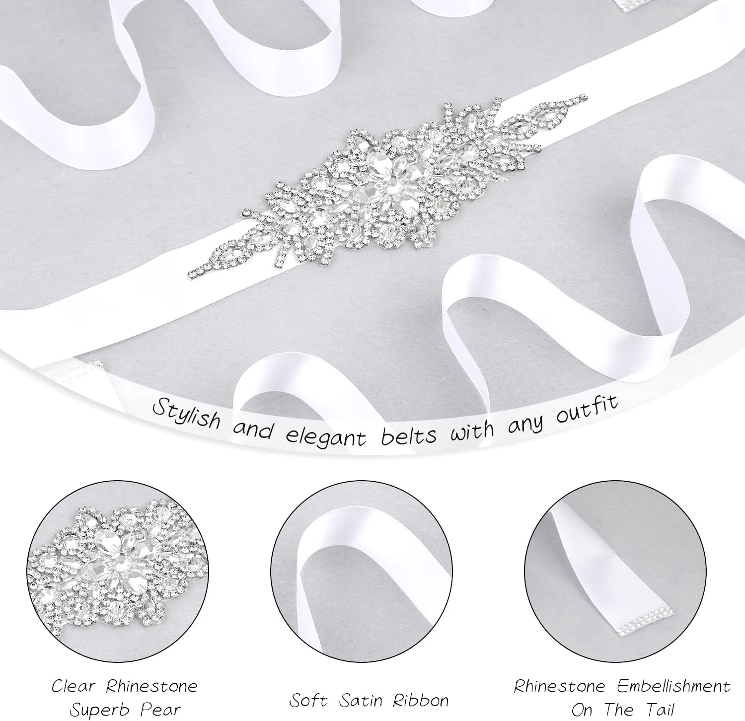 CoFashion Women's Belts Rhinestone Belt for Dresses Rhinestone Bridal Belt for Wedding
