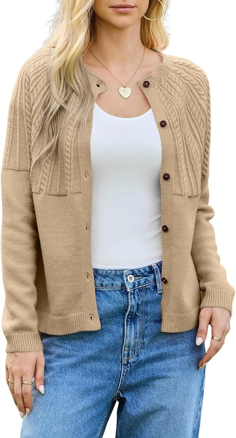 Dokotoo Cardigan Sweaters for Women 2024 Fall Outfits Long Sleeve Crochet Knit Sweaters