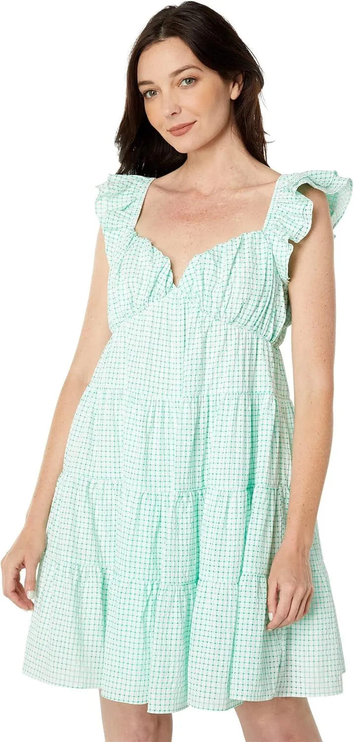 English Factory Women's Gingham Printed Tiered Mini Dress