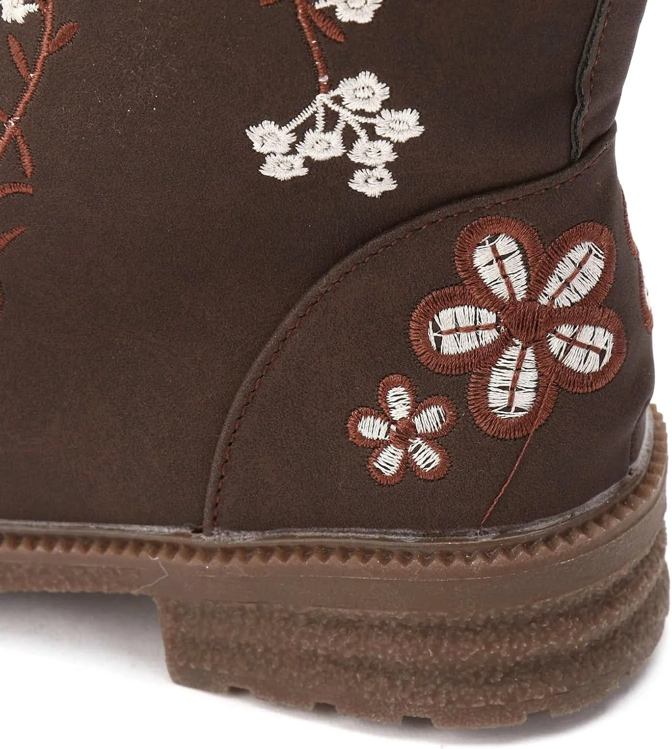 Fall Boots Womens Suede Flower Embroidered Mid-Calf Fall Boots Lace Up Womens Motorcycle Combat Boots