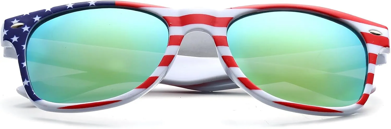 Fsmiling Bulk American Sunglasses USA Flag Sunglasses Patriotic Sunglasses-10/24Pack