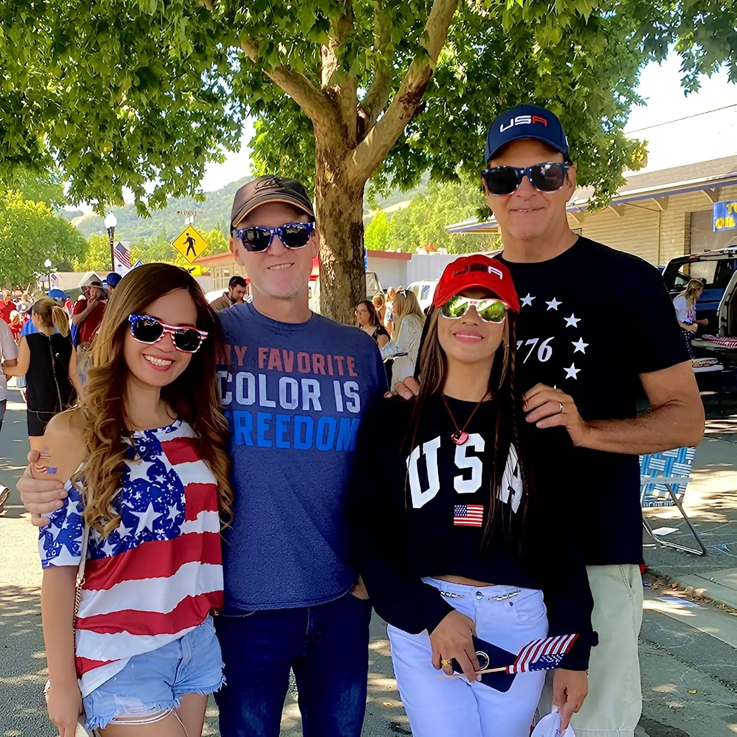 Fsmiling Bulk American Sunglasses USA Flag Sunglasses Patriotic Sunglasses-10/24Pack