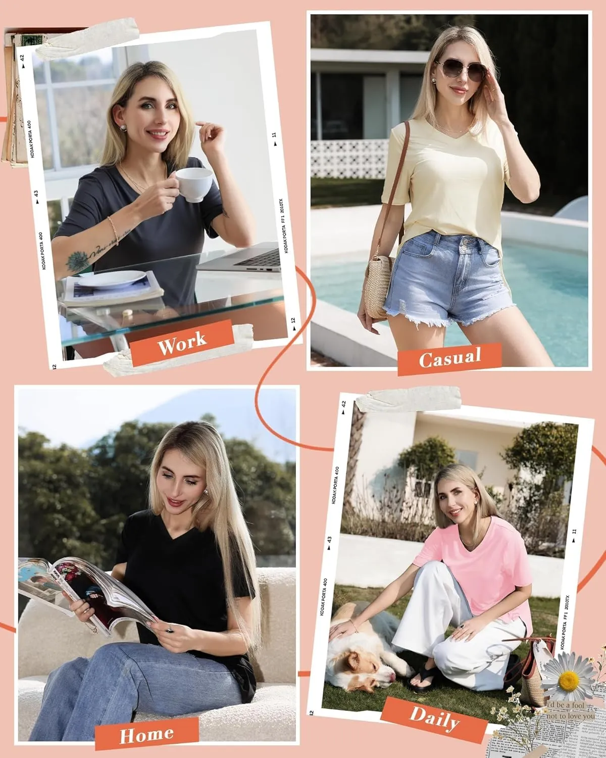 GAYHAY Womens V Neck T Shirts Oversized Loose Fit Short Sleeve Tops Casual Summer Vacation 2025