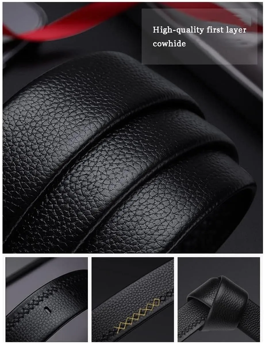 Genuine Leather Casual Belts Mens Business Fashion Adjustable Buckle Belts Jeans Belts