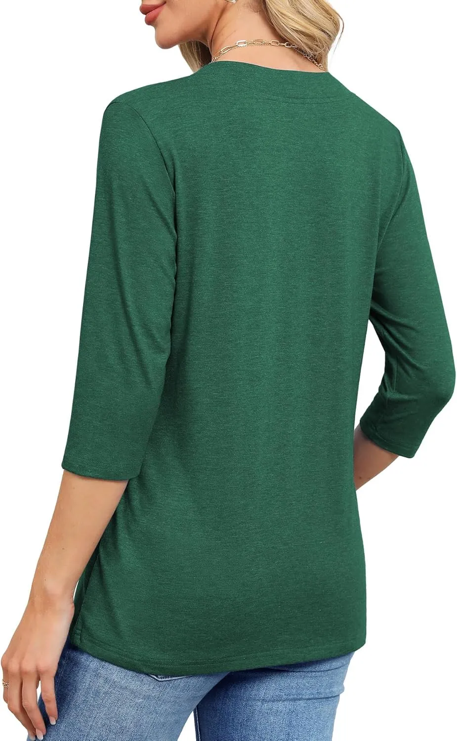 JomeDesign Womens Tops 3/4 Length Sleeve Summer V Neck Shirts Casual Tunic Tops 2025
