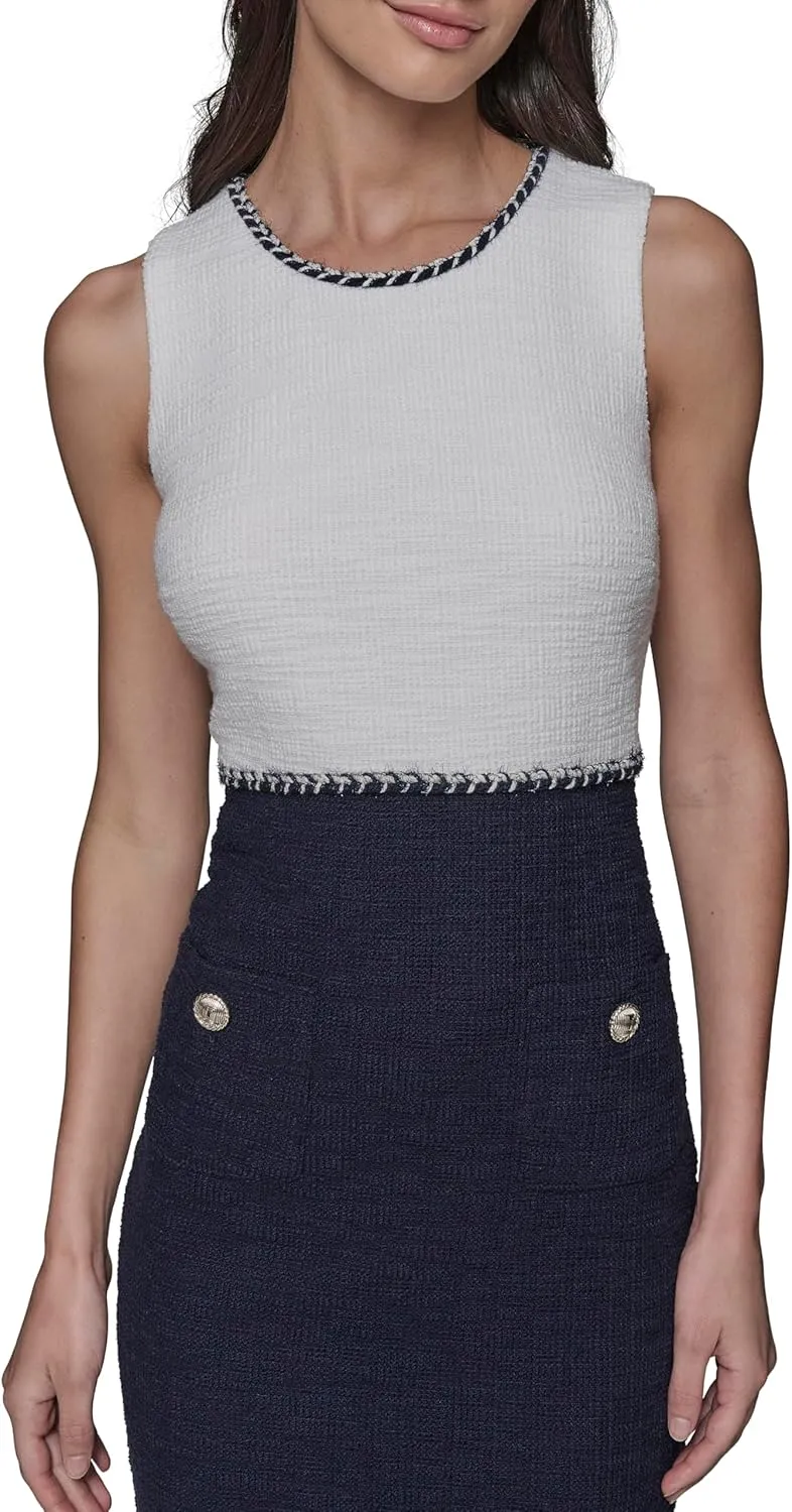 KARL LAGERFELD Women's Contrast Knit Sleeveless Mini Dress