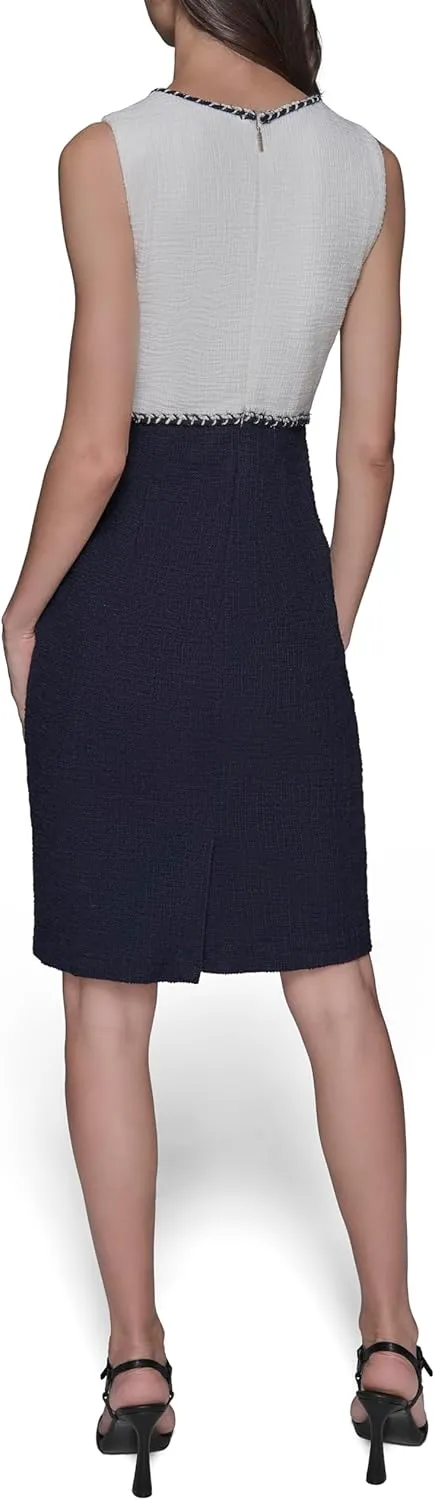 KARL LAGERFELD Women's Contrast Knit Sleeveless Mini Dress