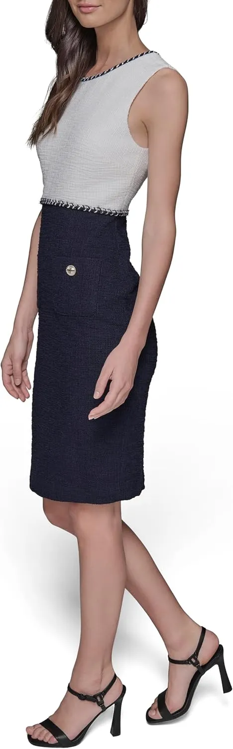 KARL LAGERFELD Women's Contrast Knit Sleeveless Mini Dress