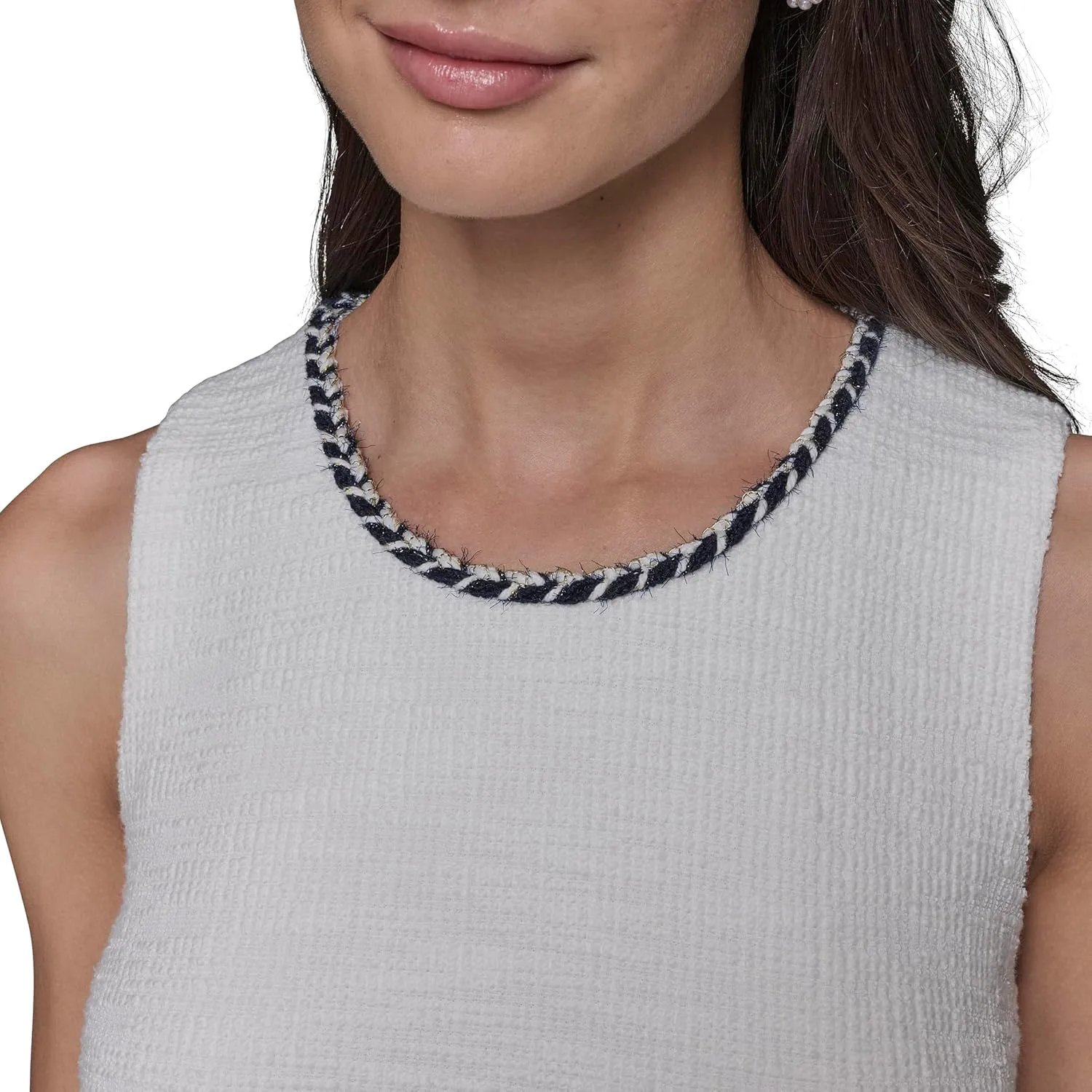 KARL LAGERFELD Women's Contrast Knit Sleeveless Mini Dress