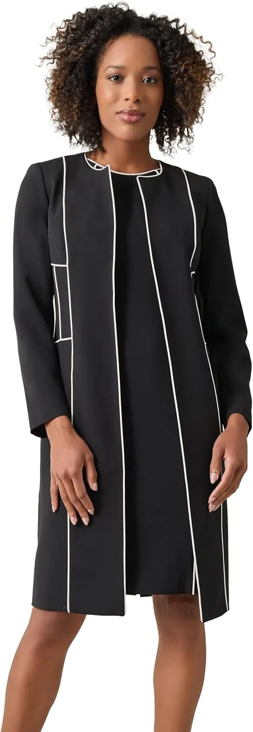 Kasper Women's Crepe Combo Seamed Topper