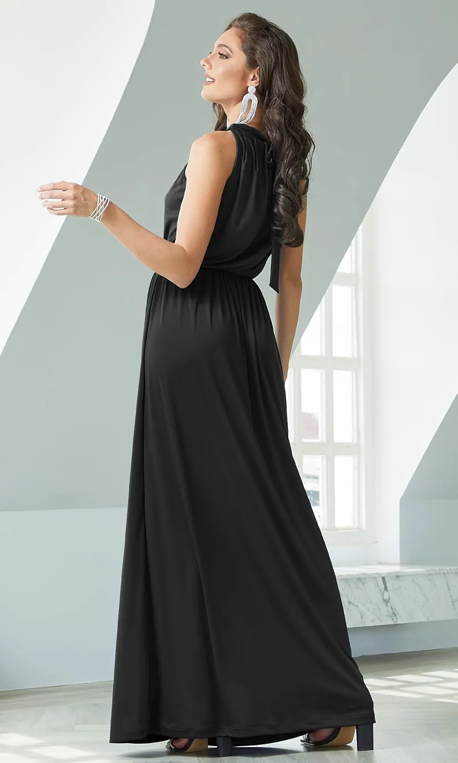 KOH KOH 2025 Sexy Sleeveless Summer Formal Flowy Casual Gown