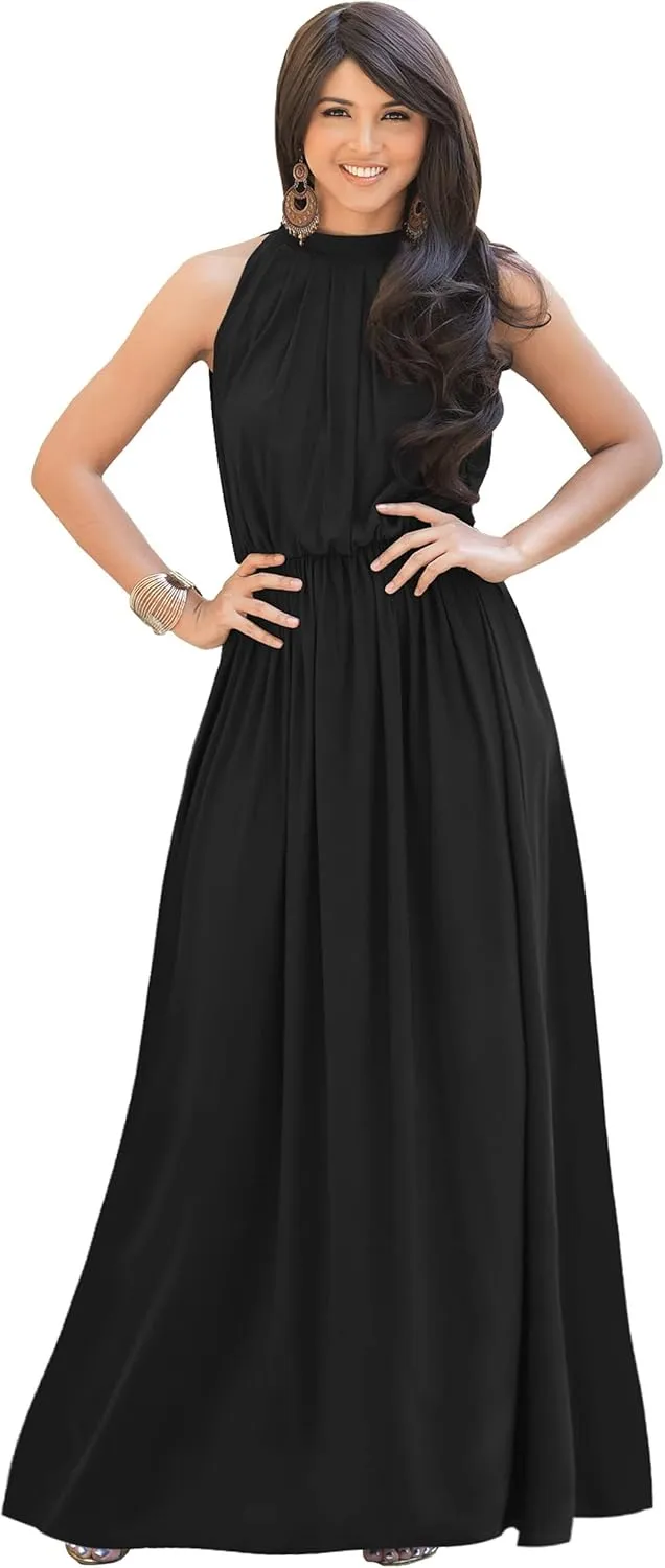 KOH KOH 2025 Sexy Sleeveless Summer Formal Flowy Casual Gown