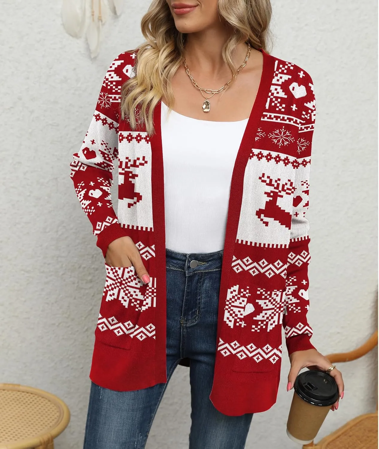 LILBETTER Womens Casual Lightweight Long Sleeve Open Front Cardigan Sweaters with Pockets