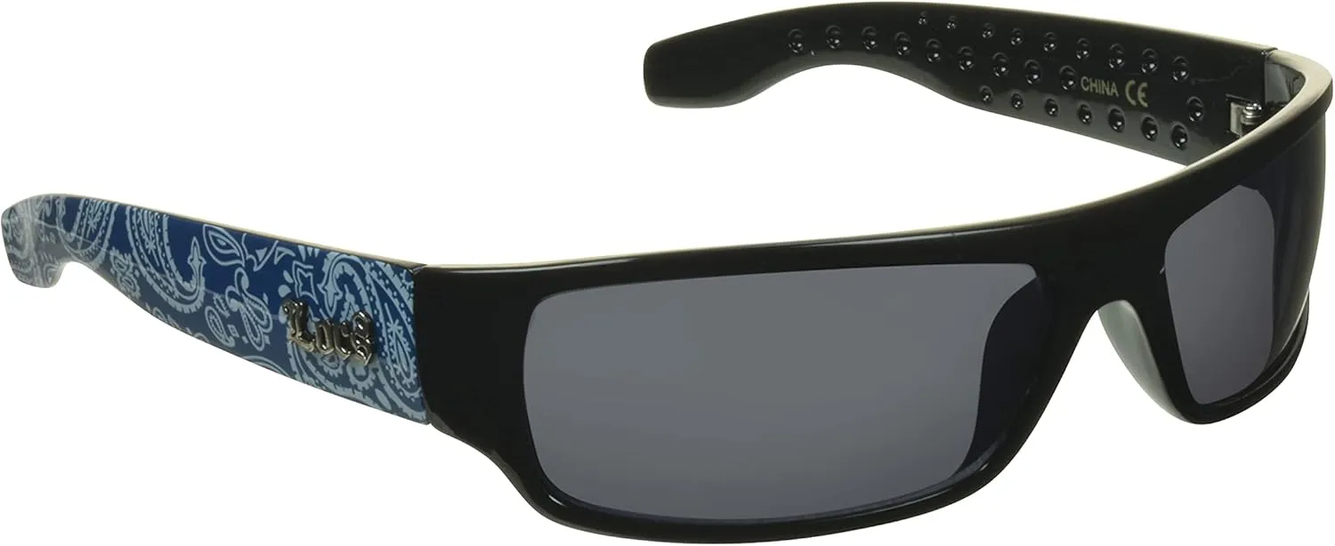 Locs Super Dark Sunglasses Mens Black Wrap Around Lowrider Gangster Cholo Vintage Flat Top