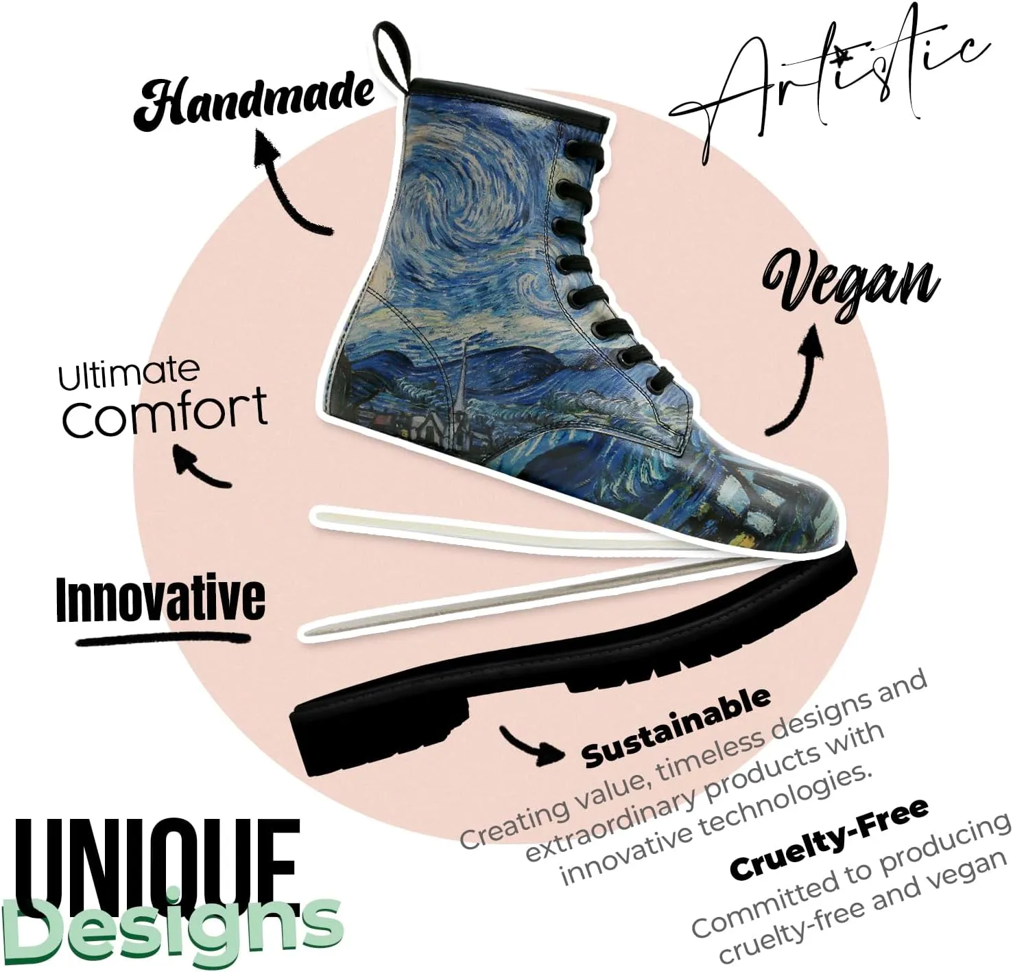 Long Boots for Women  Vegan Leather and Unique Design Womens Winter Boots, Comfortable and Stylish Womens Boots