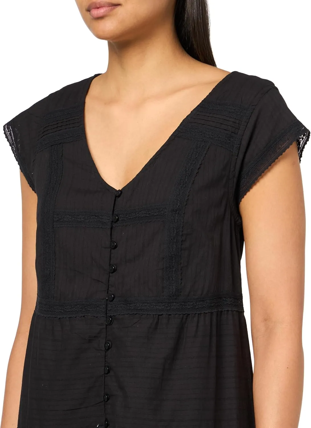 Lucky Brand Women's Button Front LACE MINI Dress