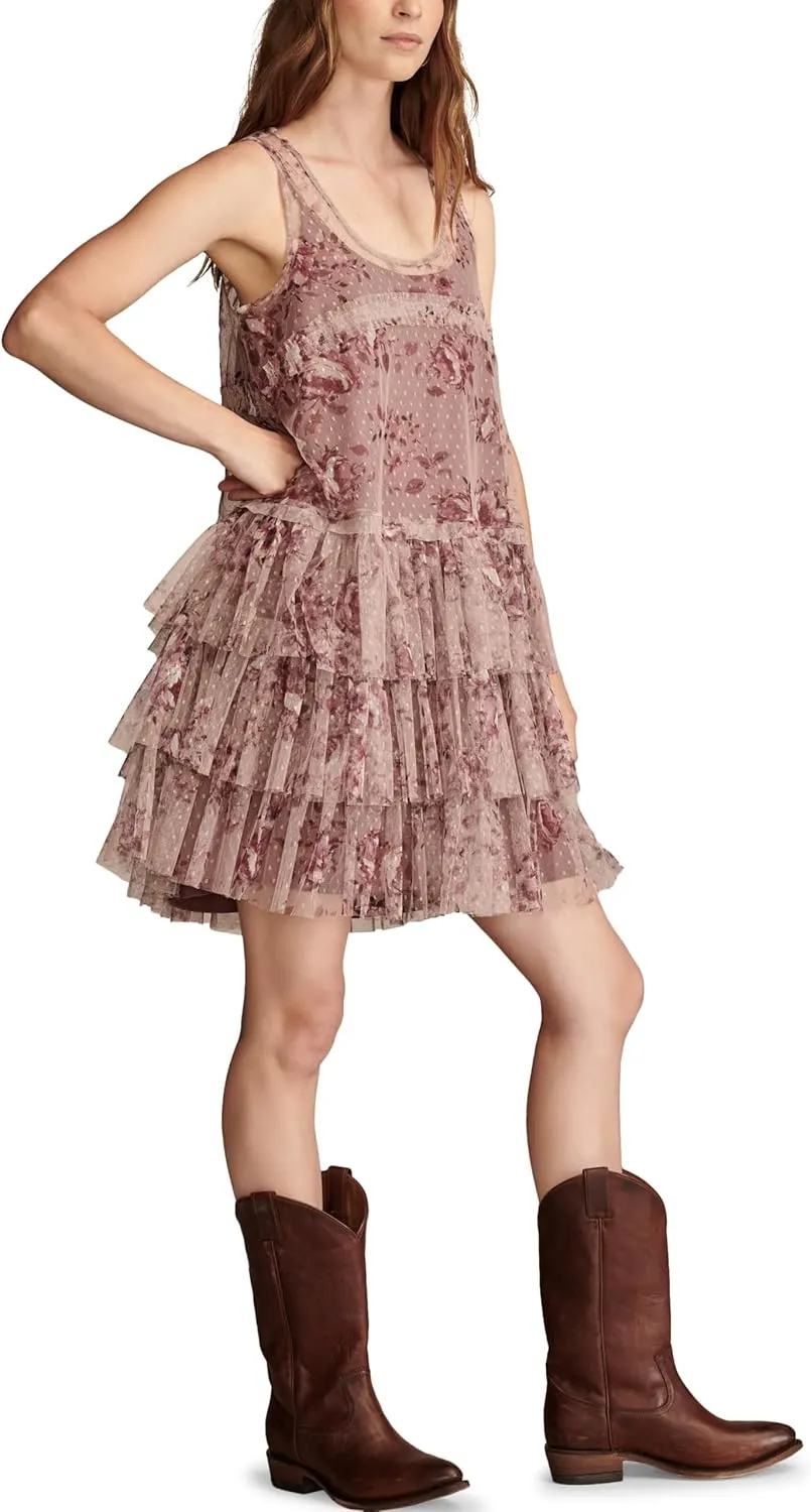 Lucky Brand Women's Printed Tulle Party Mini Dress