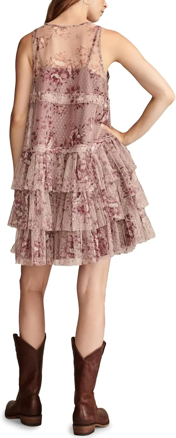Lucky Brand Women's Printed Tulle Party Mini Dress