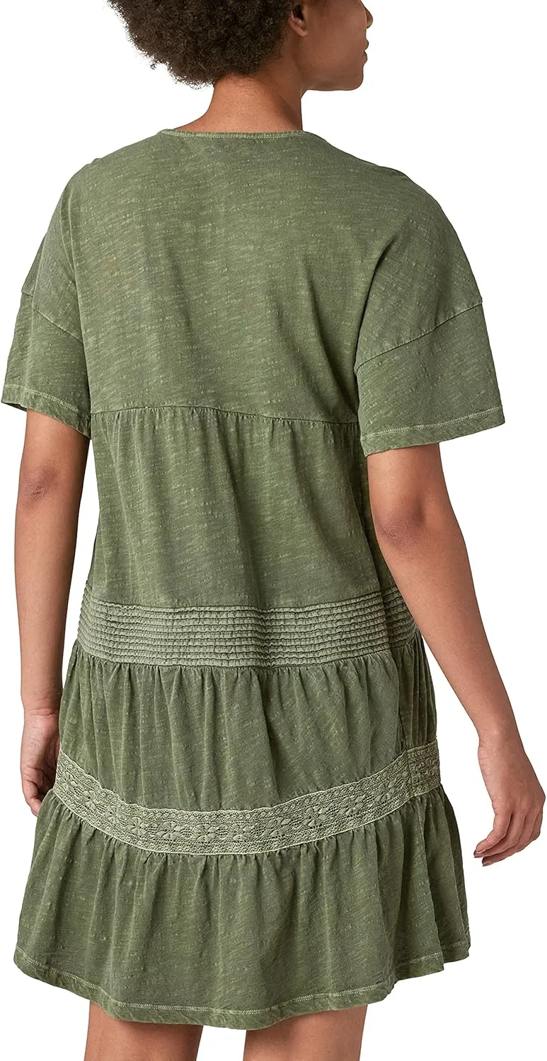 Lucky Brand Women's V-Neck Pintuck Mini Dress