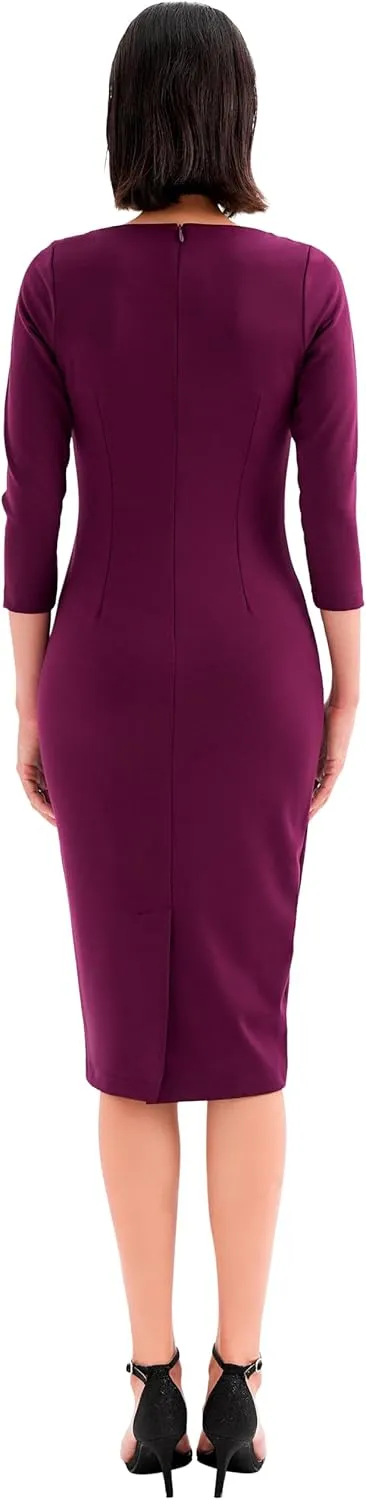 Marycrafts Women's Work Office Business Square Neck Sheath Midi Dress